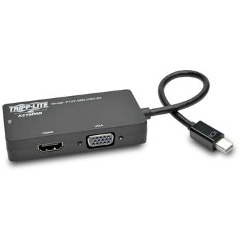 TRIPP LITE TRIPPLITE Keyspan Mini DisplayPort to VGA/ DVI/ HDMI All-in-One Video Converter Adapter 4K 30Hz HDMI DP1.2 Black 6inch 15.2 (P137-06N-HDV-4K)