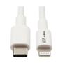 TRIPP LITE e Lightning to USB C Sync / Charging Cable Apple iPhone iPad USB Type C USB-C USB Type-C 3ft - USB cable - 24 pin USB-C (M) to Lightning (M) - USB 2.0 - 20 V - 3 A - 90 cm - white