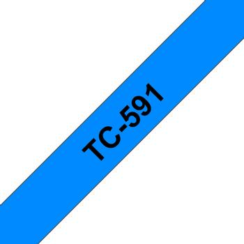 BROTHER TC-tape (Kat. 2), 9 mm., sort tekst på blå tape  (TC591)