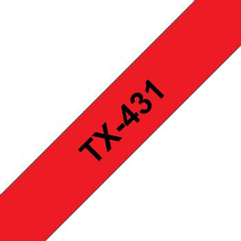 BROTHER TX-tape (lamineret) (kat.2) - sort tekst på rØd tape, 12mm., 15m. pr. rulle (TX-431)