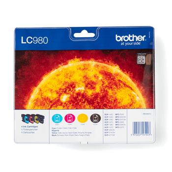 BROTHER LC980VALBPDR - 4-pack - black, yellow, cyan, magenta - original - blister - ink cartridge - for Brother DCP-145, 163, 165, 195, 365, 373, 375, 377, MFC-250, 255, 290, 295, 297 (LC980VALBPDR)