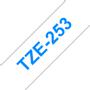 BROTHER TZ-tape (laminerede) (Kat. 2), 24mm., blå tekst på hvid tape, 8m. pr. rulle (TZ-253)