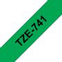 BROTHER teksttape TZe-741 18mm sort/grøn (TZE-741)