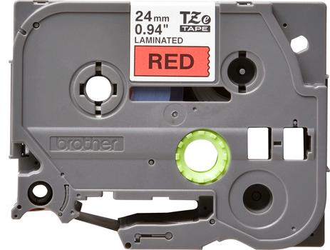 BROTHER Tape TZE 24mm Sort tekst på rød tape (TZE451)