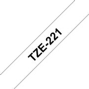 BROTHER Brother TZE-Schriftbandkassette TZe-221 White/Black (TZE221) Bandbreite 6mm, Bandlänge 8m  VE 1 Stück für P-touch 200, 210E, 220, 300, 310, 340, 340C,  350, 540, 540C, 550, 900F, 1000, 1010, 1090, 120