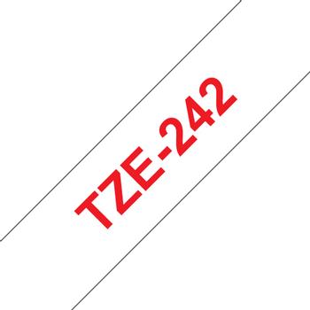 BROTHER TZ 18mm rød på hvid (TZE-242)