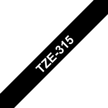 BROTHER 6MM White On Black Tape (TZE-315)