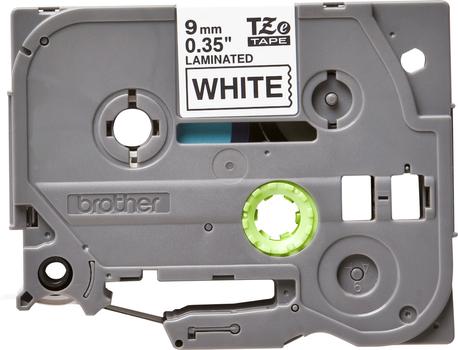 BROTHER Tape TZE 9mm Sort tekst på hvid tape (TZE221)