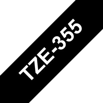 BROTHER TZe-355 Authentiek Labeltape Zelfklevend Wit op zwart 24 mm x 8m (TZE355)