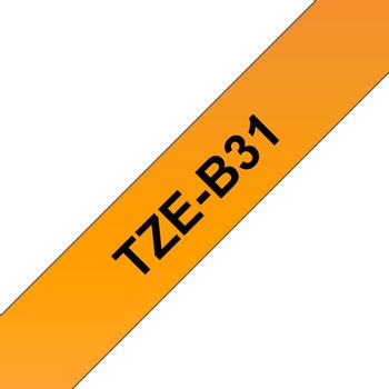 BROTHER Fluorescent Black On Orange Label Tape 12mm x 5m - TZEB31 (TZEB31)