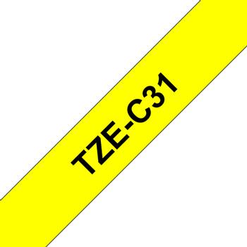 BROTHER 12MM Black On Fluro Yellow Tape (TZEC31)