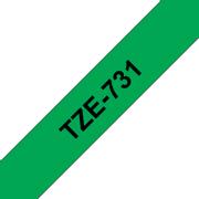 BROTHER Black On Green Label Tape 12mm x 8m - TZE731