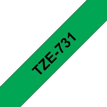 BROTHER 12MM Black On Green Tape (TZE731)