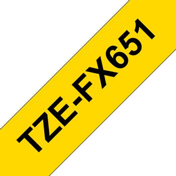 BROTHER TZe-FX651 - Black on yellow - Roll (2.4 cm x 8 m) 1 cassette(s) flexible tape - for Brother PT-D600, P-Touch PT-3600, D610, D800, E550, P750, P900, P950, P-Touch EDGE PT-P750 (TZEFX651)