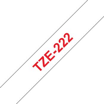 BROTHER TZ-tape (laminerede) (Kat. 2), 9 mm., rØd tekst på hvid tape, 8m. pr. rulle (TZ-222)