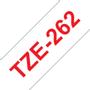 BROTHER TZ-tape (laminerede) (Kat. 2), 36mm., rØd tekst på hvid tape, 8m. pr. rulle