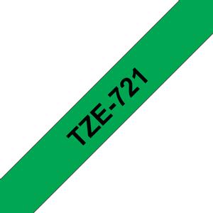 BROTHER TZE tape 9mm sort/grøn (TZE-721)