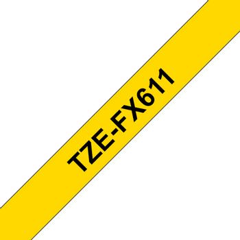 BROTHER TZe-FX611 - Black on yellow - Roll (0.6 cm x 8 m) 1 cassette(s) flexible tape - for Brother PT-D210, D600, H110, H200, P-Touch PT-1005, E550, P900, P-Touch Cube Plus PT-P710 (TZEFX611)