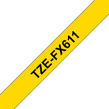 Brother 6MM Black On Yellow Flexible ID (TZEFX611)