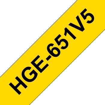 BROTHER 24MM Black On Yellow (5PK) H/Grade (HGE651V5)