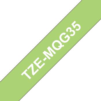 BROTHER TZE-MQG35 LAMINATED TAPE 12MM F/ PT S WHITE ON FLAT APPLE GREE SUPL (TZEMQG35)
