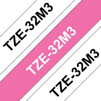 BROTHER TZE32M3 Value Pack, TZ-tejp (2xTZE-231,  1xTZE-MQP35-tape 12 mm, rosa matt tape med vit text) (TZE32M3)