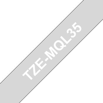 BROTHER TZE-MQL35 LAMINATED TAPE 12MM F/ PT S WHITE ON LIGHT GREY SUPL (TZEMQL35)