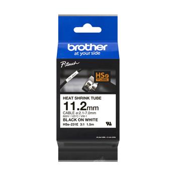 BROTHER Heat Shrink Tube Black on White 11.2mm (HSE231E)