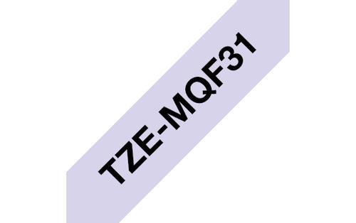 BROTHER TZEMQF31 12 mm bred_ svart på pastell-lila (4 meter) (TZEMQF31)