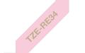 BROTHER TZERE34 12 mm bred_ tygband_ guld på rosa tygband (4 meter)