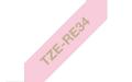 BROTHER TZe-RE34 - Gold on pink - Roll (1.2 cm x 4 m) 1 cassette(s) ribbon tape - for Brother PT-D600, H110, P-Touch PT-D450, P-Touch Cube PT-P300, P-Touch Embellish PT-D215 (TZERE34)