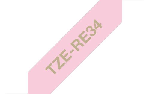 BROTHER TZe-RE34 - Gold on pink - Roll (1.2 cm x 4 m) 1 cassette(s) ribbon tape - for Brother PT-D600, H110, P-Touch PT-D450, P-Touch Cube PT-P300, P-Touch Embellish PT-D215 (TZERE34)