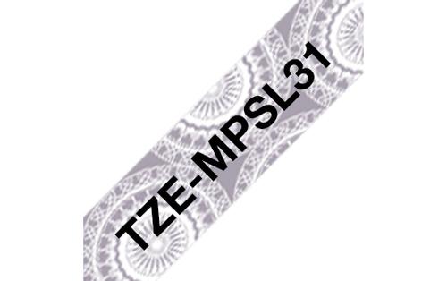 BROTHER TZe-MPSL31 tape black/ grey lace pattern 12mm/4m (TZEMPSL31)