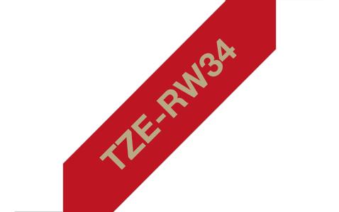 BROTHER TZe RW34 textile tape gold/red 12mm/4m (TZERW34)