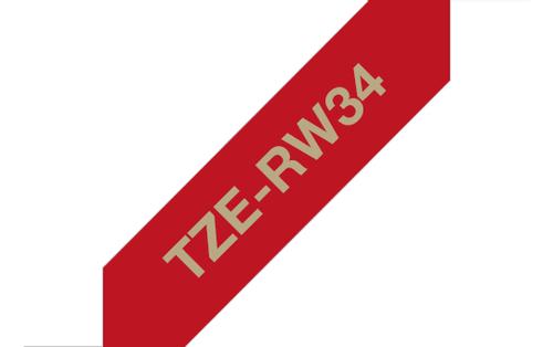 BROTHER Tape BROTHER TZE-RW34 12mmx4m gull/rød (TZERW34)