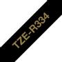 BROTHER 12 mm gold on black satin ribbon (4 meter) (TZER334)