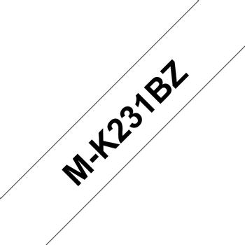 BROTHER M-tape/ MK-tape,  12mm., sort tekst på hvid tape  (MK-231)