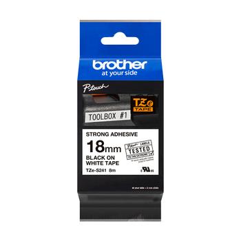 BROTHER TZES241 special tape 18mm 8m black white extra-strong adhesive for lettering instrument (TZE-S241)