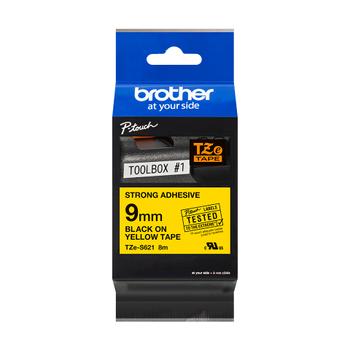 BROTHER P-Touch TZE-S621 black on yellow 9mm extra gluey (TZES621)
