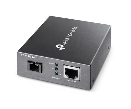 TP-LINK 10/100 Mbps RJ45 to 100 Mbps Single-mode SC WDM Bi-Directional Fiber Converter PORT: 1x 100Mbps SC Port,  1x 10/100M RJ45 Port (Auto MDI/MDIX) SPEC: Full-duplex,   Tx:1310 nm,  Rx:1550 nm,  Up to 20 km (FC111A-20)