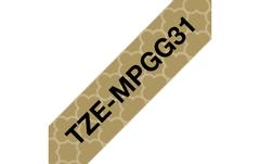 BROTHER Tape 12mm TZe-MPGG31 Svart/Gull Gjennomsiktig