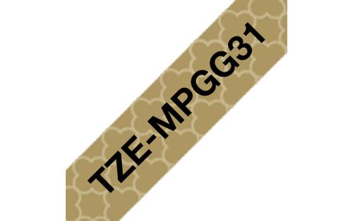 BROTHER TZe-MPGG31 black on gold geometric 4m long (TZEMPGG31)
