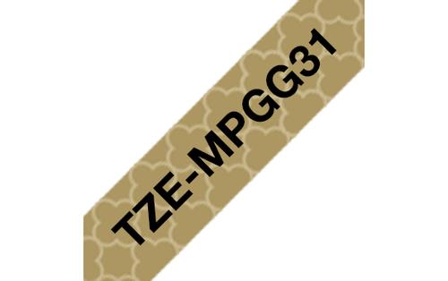BROTHER TZe-MPGG31 - Black on gold geometric - Roll (1.2 cm x 4 m) 1 cassette(s) laminated tape - for Brother PT-H110, P-Touch PT-E310, P-Touch Cube PT-P300, P-Touch Cube Pro PT-P910 (TZEMPGG31)