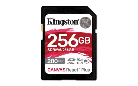 Kingston Canvas React Plus V60 256GB SD-kort, UHS-II, 280MB/s lesehastighet,  150MB/s skrivehastighet (SDR2V6/256GB)