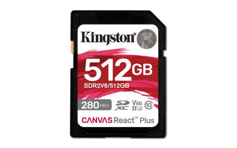 Kingston Canvas React Plus V60 512GB SD-kort, UHS-II, 280MB/s lesehastighet,  150MB/s skrivehastighet (SDR2V6/512GB)