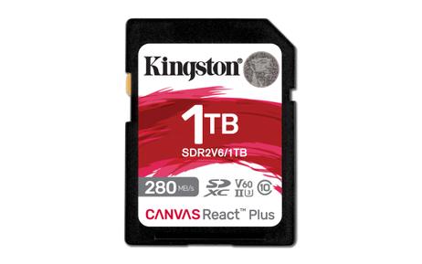 Kingston Canvas React Plus V60 1TB SD-kort, UHS-II, 280MB/s lesehastighet,  150MB/s skrivehastighet (SDR2V6/1TB)