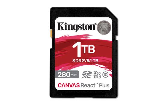 Kingston Canvas React Plus V60 1TB SD-kort, UHS-II, 280MB/s lesehastighet,  150MB/s skrivehastighet (SDR2V6/1TB)