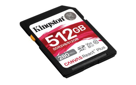 Kingston Canvas React Plus V60 512GB SD-kort, UHS-II, 280MB/s lesehastighet,  150MB/s skrivehastighet (SDR2V6/512GB)