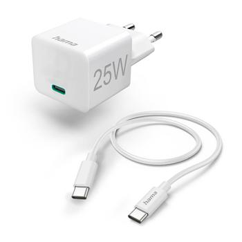 HAMA Charger USB-C with USB-C Cable PD 25W 1,5m Cable White (00201624)