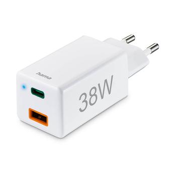 HAMA Mini-charger USB-C + USB-A Qualcomm 3.0 38W White (00201640)